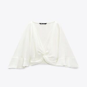 Zara Cream Knot Detail Blouse